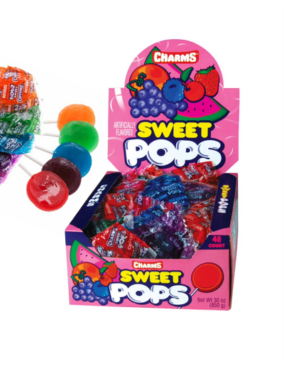 Charms Sweet Pops - Colourful Sweet Lollipops - 48pc