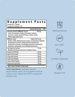 Zenwise Digestive Enzymes + Gluten free, Dairy free, & Fish free – 180 Capsules