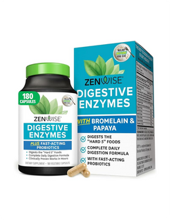 Zenwise Digestive Enzymes + Gluten free, Dairy free, & Fish free – 180 Capsules