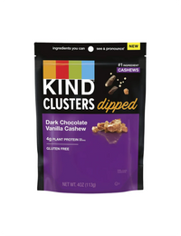 Kind Dipped Clusters Dark Chocolate Vanilla Cashew, Gluten Free, 4g Protein